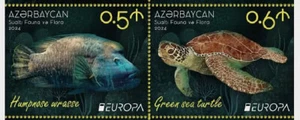 Azerbaijan - Europa 2024 Underwater Fauna and Flora (2 stamps) - Picture 1 of 1