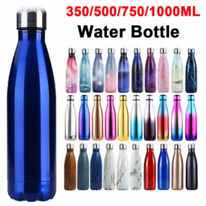 Stainless Steel Water Bottle Double Wall Insulated Vacuum Gym Metal Flask Sports