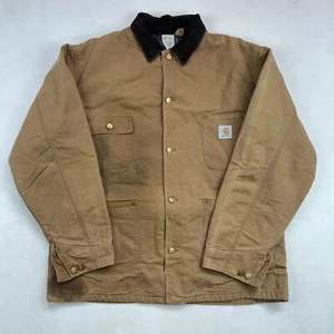 Giacca cappotto vintage Carhartt coperta foderata lavoro grande marrone 48 made in USA - Foto 1 di 12