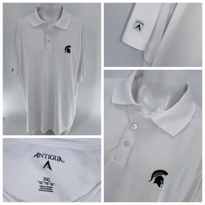 Michigan State Spartans Antigua Polo Shirt XXL Men White Polyester YGI P4-210 - Image 1 of 4