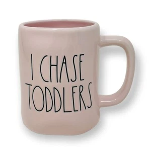 Rae Dunn I CHASE TODDLERS Glossy Pink Mug Cup Coffee Tea Cocoa Mom Mother Kid - Picture 1 of 2