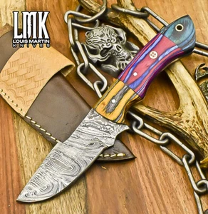 LMK Hand Forged Handmade Skinner Knife Twist Damascus Hard Wood Hunting - Picture 1 of 9
