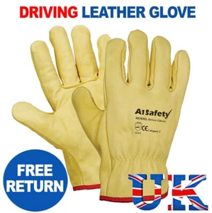 Yellow Leather Gardening Gloves Thorn Proof Garden Work Driver Safety Glove - Picture 1 of 3