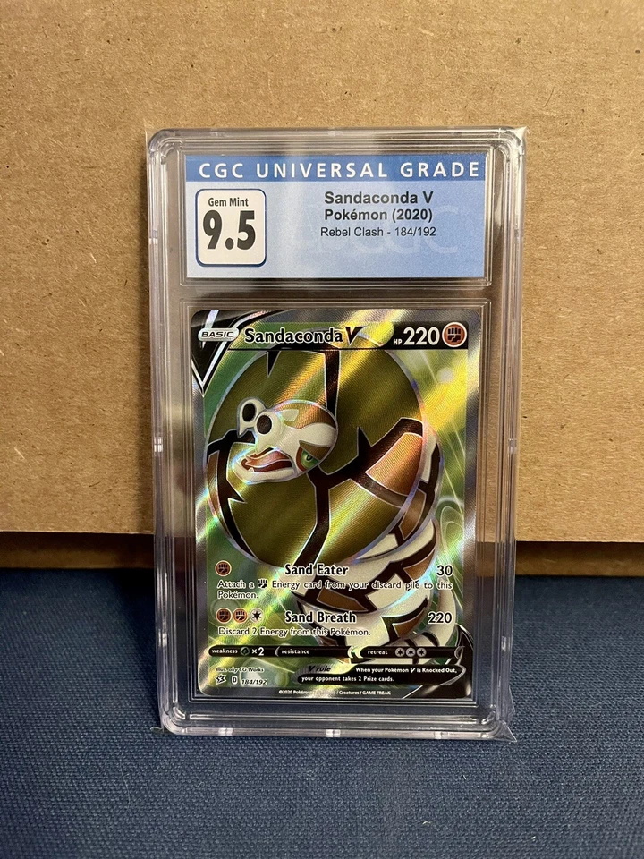 CGC 9.5 GEM MINT Sandaconda V 184/192 Rebel Clash FULL ART Pokemon Card - Image 1 of 1