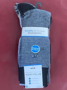 $30 PERRY ELLIS Dress Socks | 6 Pair | Black Grey | Shoe 7-12 Sock 10-13 - Picture 1 of 10