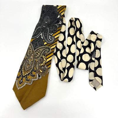 Corbata vintage Canali Milano para hombre camisa de cachemira dorada corbata seda diseñador italiano Foto 1 de 4