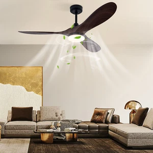 52 Inch Modern Ceiling Fan With Remote Indoor 3 Wood Blades Chandelier 50W New - Picture 1 of 20