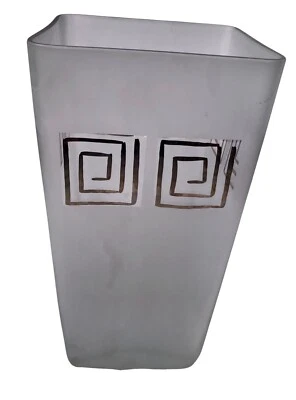 Jarrón grande de vidrio esmerilado pintado a mano Pier 1 precioso 10" x 5" de alto nuevo con etiquetas Foto 1 de 4