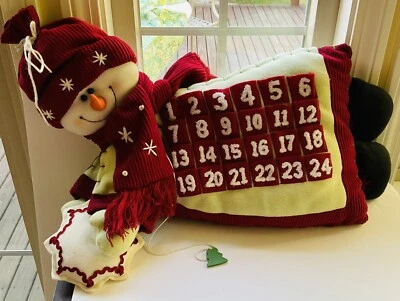 Advent CalendarChristmas Village Collectable Snowman  Plush 24” X 19” Vintage - Image 1 of 4