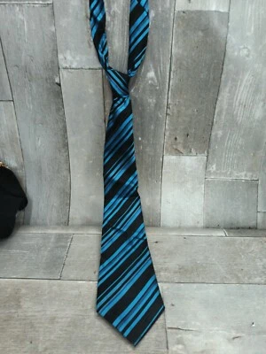 George Martin Black Blue Multicolor Tie, Diagonal Stripe, Formal Casual Neck - Image 1 of 3