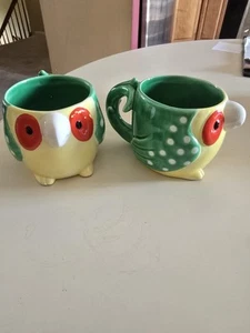 Antique Fitz and Floyd 1979 Colorful Caribbean Parrot Coffee Mugs - Picture 1 of 1