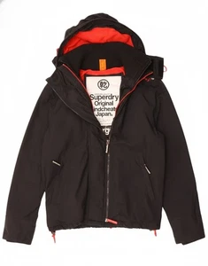 SUPERDRY Mens Windcheater Hooded Windbreaker Jacket UK 16 Large Black DS07 - Picture 1 of 5