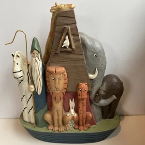 Skurrile Arche Noah geschnitzte Figur 12 "x 10" Baby Kinder - Bild 1 von 4
