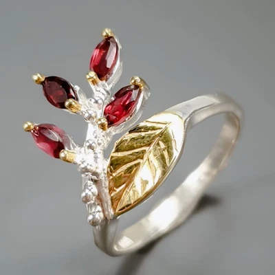 Anillo de piedras preciosas anillo de rodolita natural plata de ley 925 talla 7/R435807 Foto 1 de 4