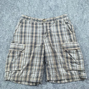 Pantaloncini Van Heusen uomo 34 beige marrone pantaloncini cargo a quadri casual outdoor #AB401 - Foto 1 di 7