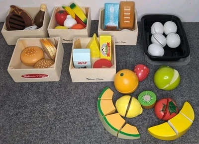 Lot Of 40 Melissa And Doug Wooden & Cutting Foods Fruits Eggs Meats Grains Dairy - Image 1 of 4
