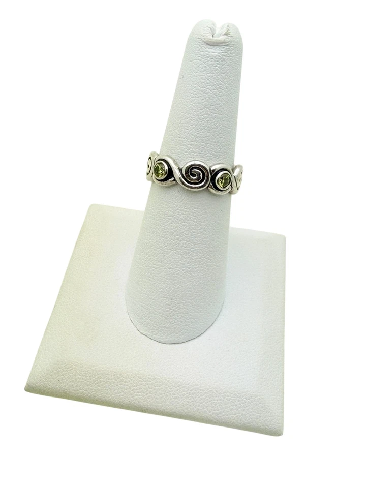Anillo Pandora Plata Esterlina Peridoto Verde Remolino Talla 7 Foto 1 de 4