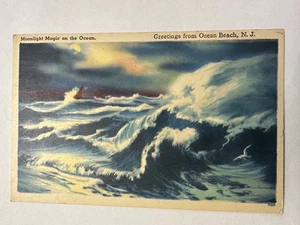 Ocean Beach NJ Postcard Greetings from Moonlight Magic on the Ocean New Jersey - Picture 1 of 2