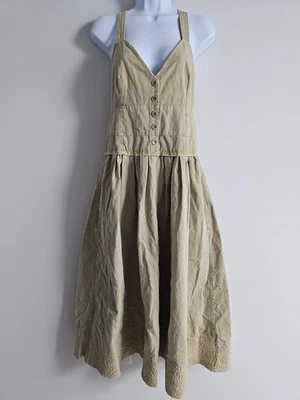Proenza Schouler White Label Midi Dress Womens 10 Khaki Quiet Luxury Preppy Glam - Image 1 of 4