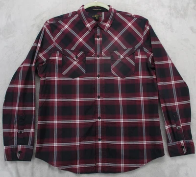 Helix Shirt Mens Extra Large Red Black Plaid Athletic Fit Long Sleeve Button - Image 1 of 4