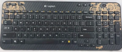 Logitech K360 Wireless Keyboard Gold Floral Edition – USB Compact Tested - Image 1 of 4