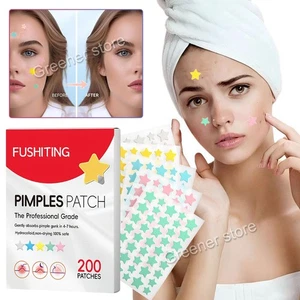 200pcs Stella Brufolo Patches Colorato Idrocolloide Acne Spot Stickers Cura Viso - Foto 1 di 12