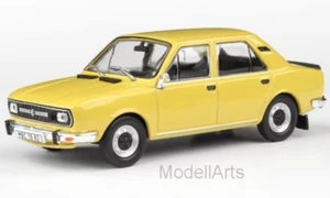 Modellauto Abrex Skoda 120 gelb 1982 ABR143ABS-724GY Neu in der OVP mit Vitrine - Picture 1 of 1