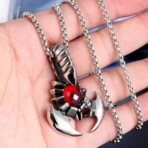 Necklace Jewelry Zodiac Pendant Scorpion Scorpio Stainless Steel Men's Necklace - Picture 1 of 17