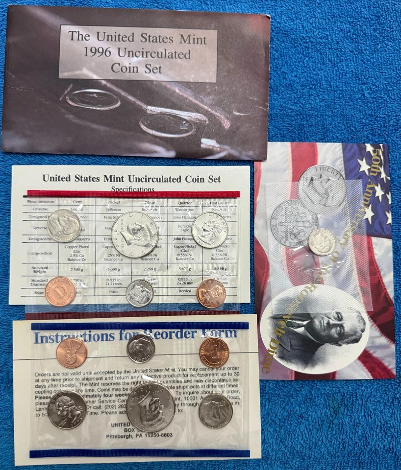 1996 P,D,W uncirculated U.S. MINT SET.  Complete,11 coins, includes 1996W dime. - Image 1 of 1