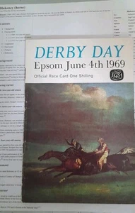 RARA TARJETA DE CARRERA EPSOM, 4 DE JUNIO DE 1969 - EL DERBI GANADO POR BLAKENEY & RAE JOHNSON - Imagen 1 de 13