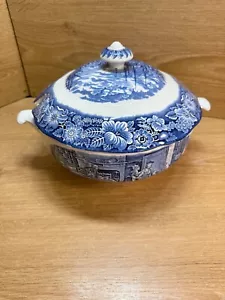 Liberty Blue Staffordshire Boston Tea Party Suppenterrine mit Deckel bedeckt Schüssel - Bild 1 von 12