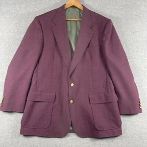 CARRIAGE HOUSE Mens 46L Burgundy 2 Gold Colored Buttons Single Vent Lined Blazer - Picture 1 of 13