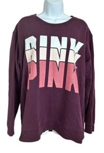 Camiseta Top Victoria's Secret Rosa Borgoña Talla S Mangas Largas Algodón Escote Escote - Imagen 1 de 8