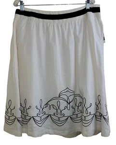 Hilliard & Hanson Women’s White Black Floral Embroidered Skirt, Size 12, NWT - Picture 1 of 12