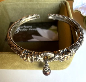 Barbara Bixby / 925 Sterling Silver / 18K Gold / Chocolate Pearl Cuff Bracelet - Picture 1 of 12