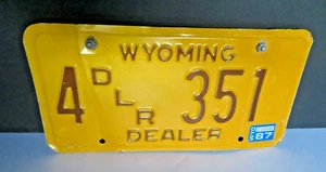 1983 VINTAGE ROCK SPRINGS "DEALER" Wyoming License Plate 4-DLR-351 - With Magnet - Picture 1 of 9