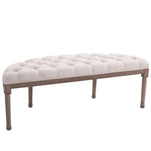 End of Bed Bench Ottoman Tufted Upholstered for Bedroom Entryway Seat Wood Legs - Picture 1 of 11