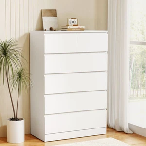 Artiss 6 Chest of Drawers Dresser Tallboy Storage Cabinet Bedroom White PEPE - Picture 1 of 8