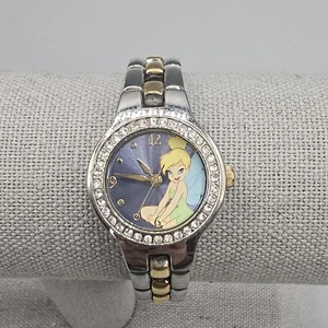 Vintage Disney Tinkerbell Uhr Edelstahl Bicolor SII Kristall braucht Batterie - Bild 1 von 11