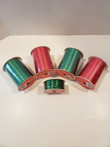 Vintage Christmas Curling Ribbon Lot Of 4 & 1 Cord Tinsel Tie Total Of 5 In Lot - Picture 1 of 12