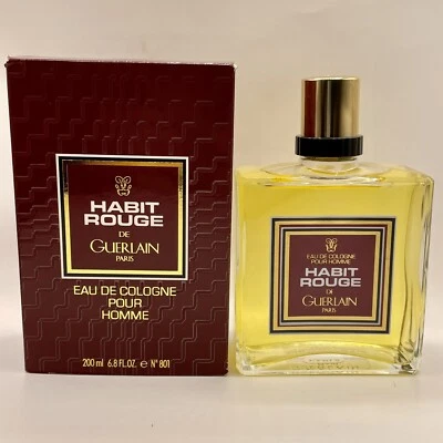 HABIT ROUGE De Guerlain 6,8 OZ 200 ml Eau de Cologne Splash DE COLECCIÓN RARO NUEVO EN CAJA Foto 1 de 4