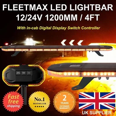 12V 24V 1200mm 120cm 1.2m UltraMax LED Recovery Amber Light Bar Flashing Beacon - Image 1 of 4