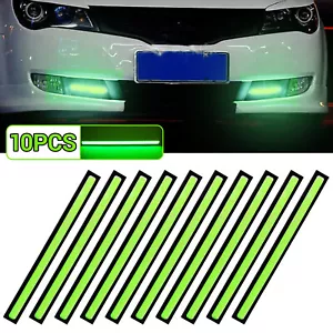 10PCS GREEN DC 12V COB LED DRL Car Fog Daytime Running Driving Light Bar Strip - Picture 1 of 12