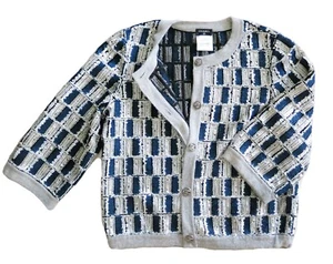 CHANEL 2011 Spring Navy Blue Gray Cashmere Sequined Embellished Top Cardigan 38 - Picture 1 of 13
