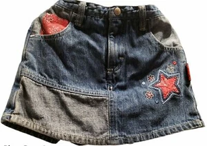 Oshkosh 4T Blue Jean Denim Skorts With Handkerchief Stars and Flowers - Picture 1 of 8