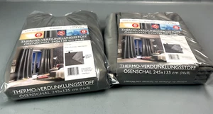 Thermo Ösen Vorhänge blickdicht  L135x B245cm Gardine Grau Verdunkelnd B14-OE - Bild 1 von 6