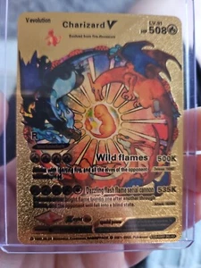 Charizard V Gold Foil Fan Art Vinyl Collector Pokemon Card HP508 LV91 V Evoluti - Picture 1 of 5