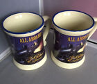 Two The Polar Express All Aboard! 3D Embossed Train Coffee Mugs BELIEVE Cups
