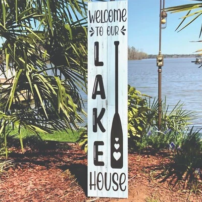 Welcome To Our Lake House Vinyl Porch Sign - Image 1 of 4