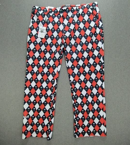 Tattoo Golf 40X32 Red Black ProCool Argyle Skulls Monster Pants - Picture 1 of 13